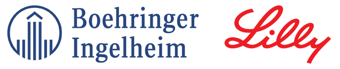 Logomarca das empresas Lilly e Boehringer-Ingelhein